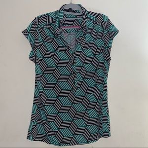 Alfani Print Collar Short Sleeve Shirt